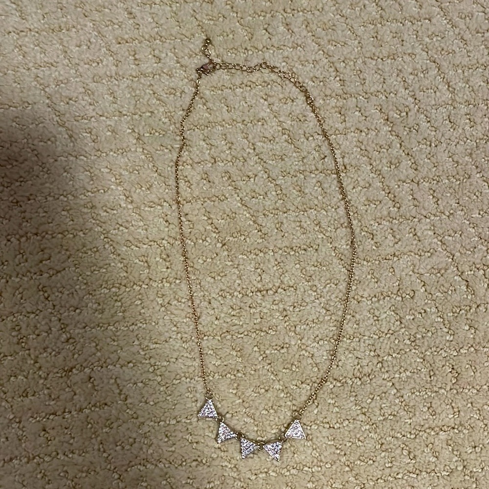 Gold necklace with diamond triangles! Never worn!
